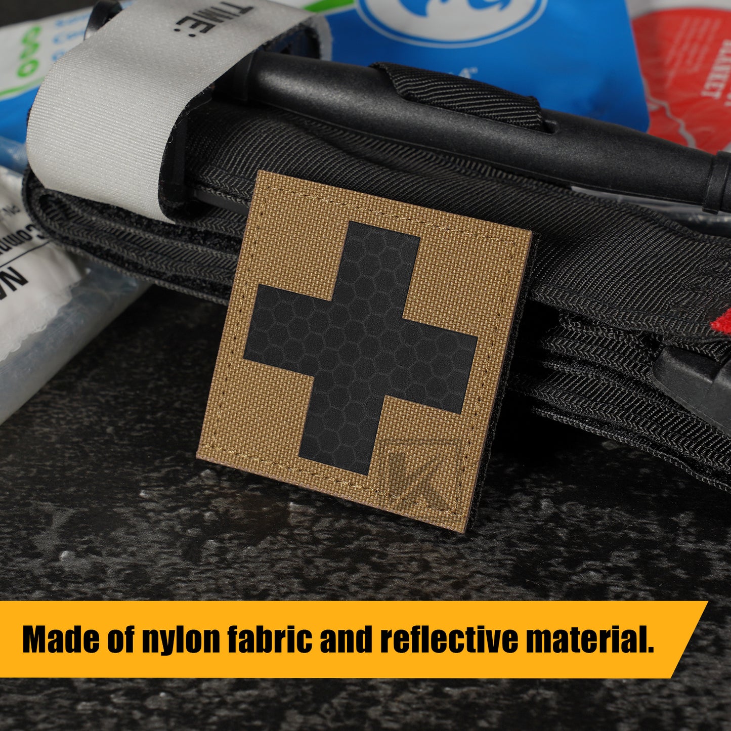 Krydex 2pcs Medical Cross Patches First Aid MED Badge Emergency IFAK Trauma Reflective Patch 2x2 In.