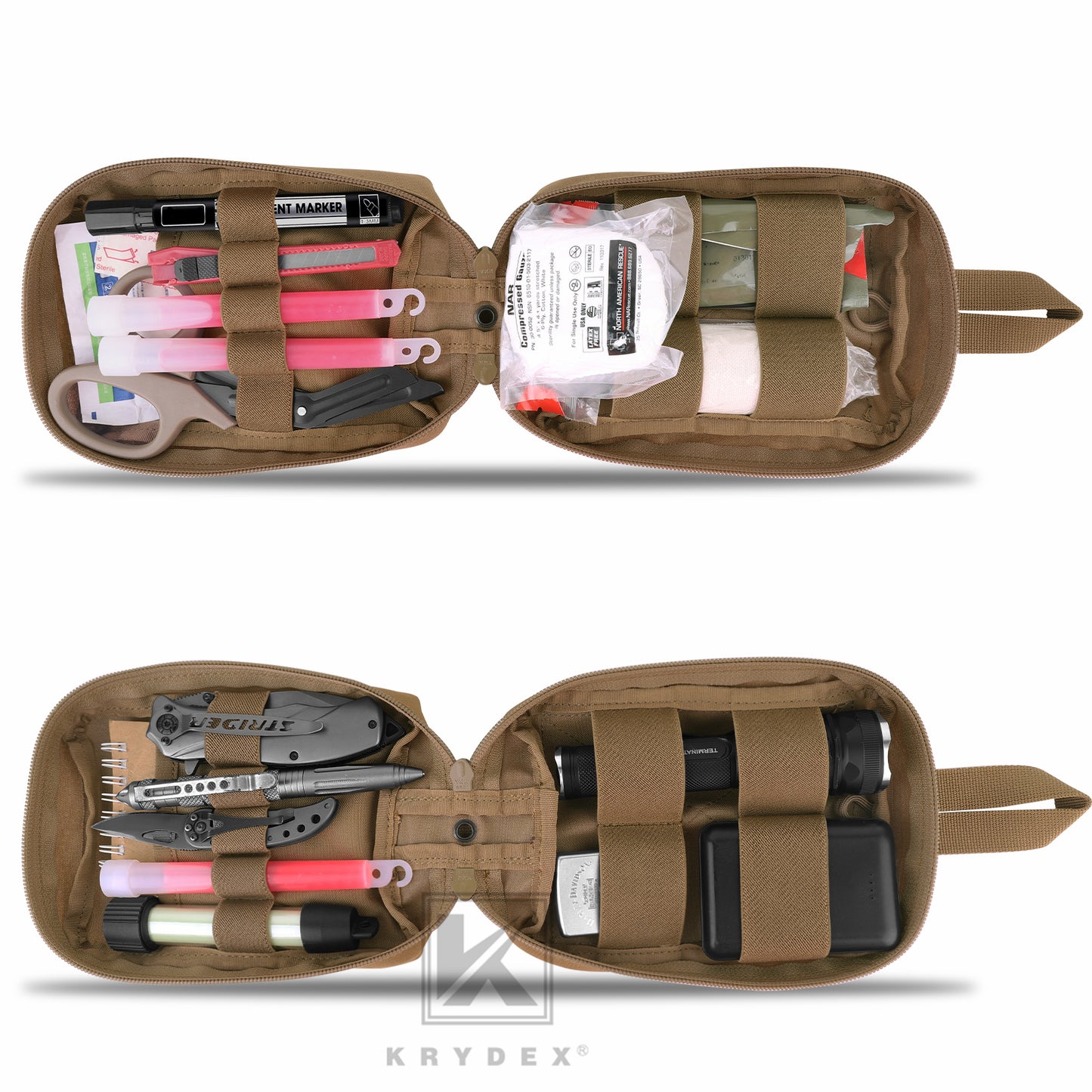 Krydex Tactical Rip Away Medical Pouch Tear Off First Aid IFAK Pouch Trauma Bag Molle & Belt Outdoor Emergency Survival Bag