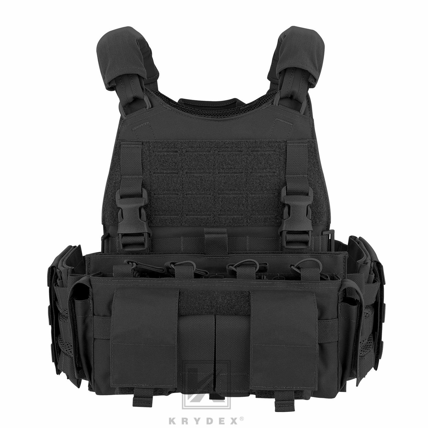 KRYDEX Tactical SCARAB Plate Carrier Heavy Duty Modular MOLLE Vest + MF IV Placard 556 & 9mm Magazine Pouch