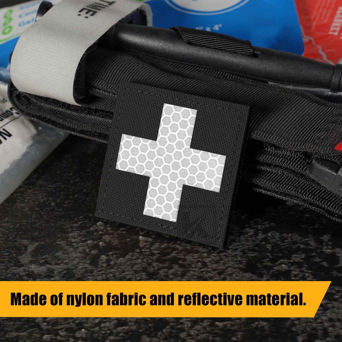 Krydex 2pcs Medical Cross Patches First Aid MED Badge Emergency IFAK Trauma Reflective Patch 2x2 In.