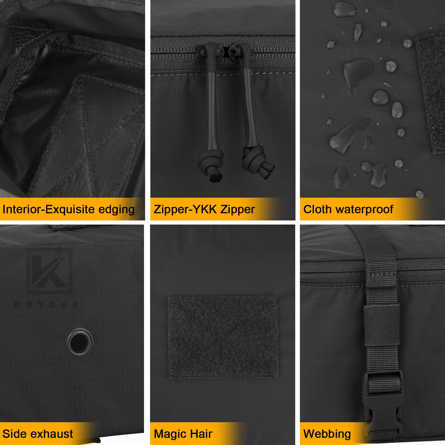 Krydex Tactical Travel Packing Organizer 70D Nylon Packing Cubes Waterproof Luggage Bags YKK Zipper 4pcs set