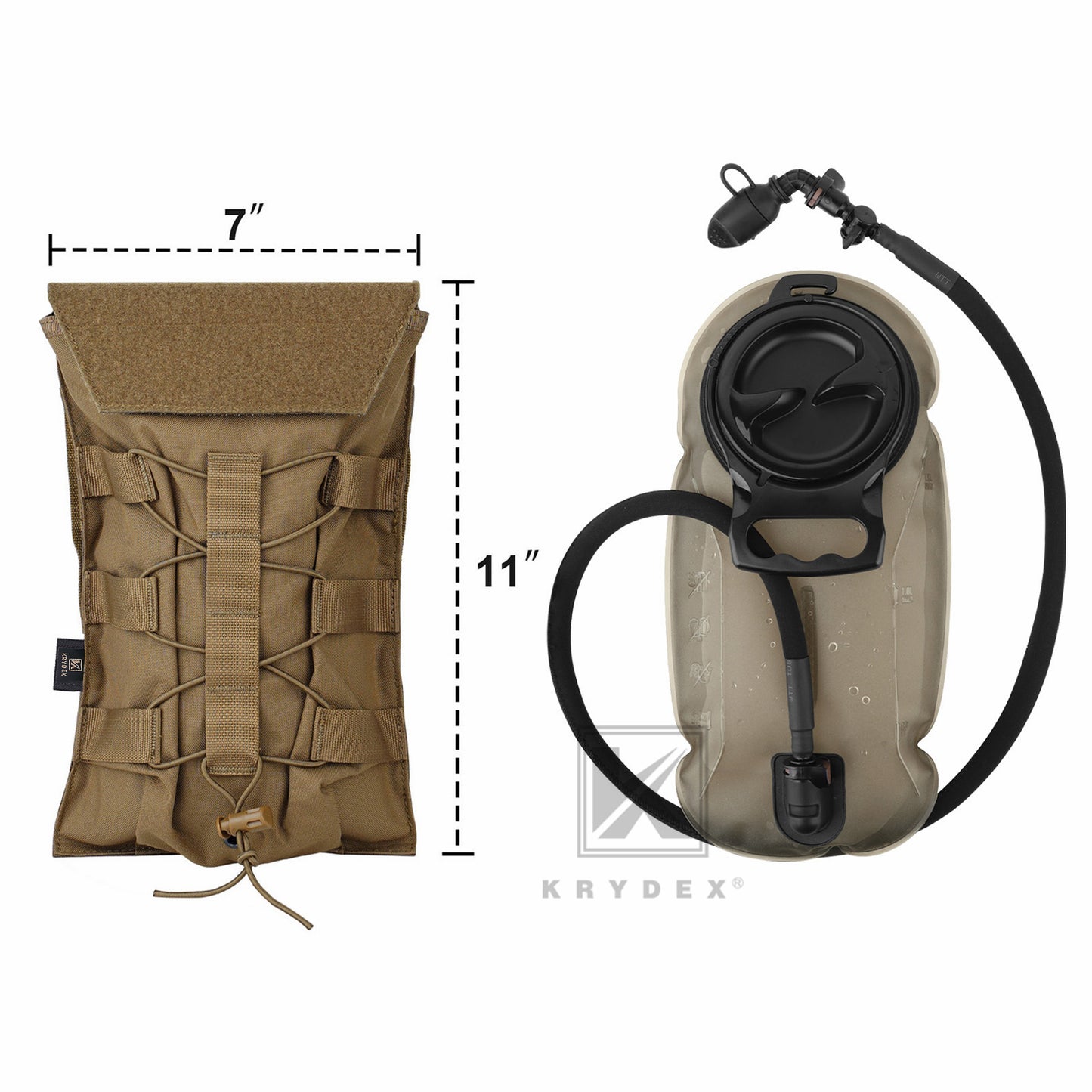 Krydex Tactical 50 oz Hydration Carrier MOLLE Pack Modular Water Bladder Pouch