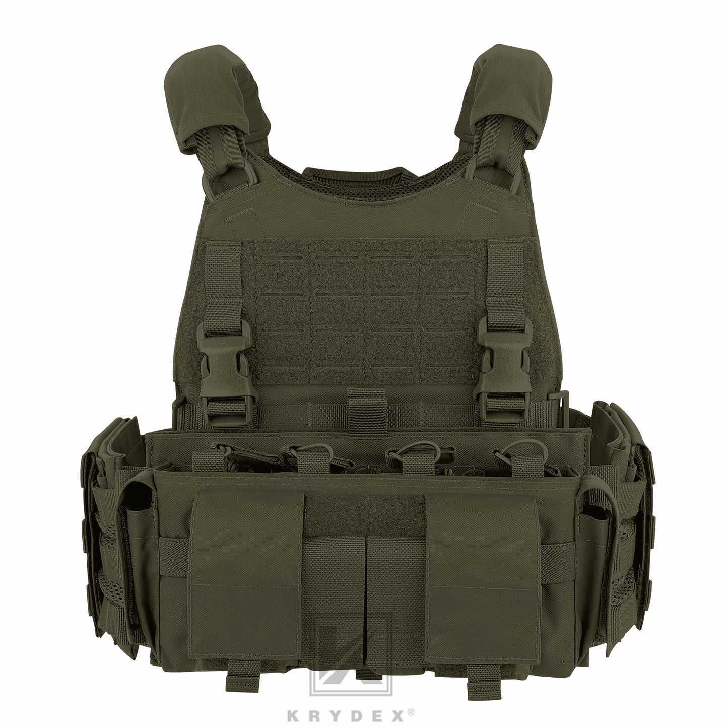 KRYDEX Tactical SCARAB Plate Carrier Heavy Duty Modular MOLLE Vest + MF IV Placard 556 & 9mm Magazine Pouch