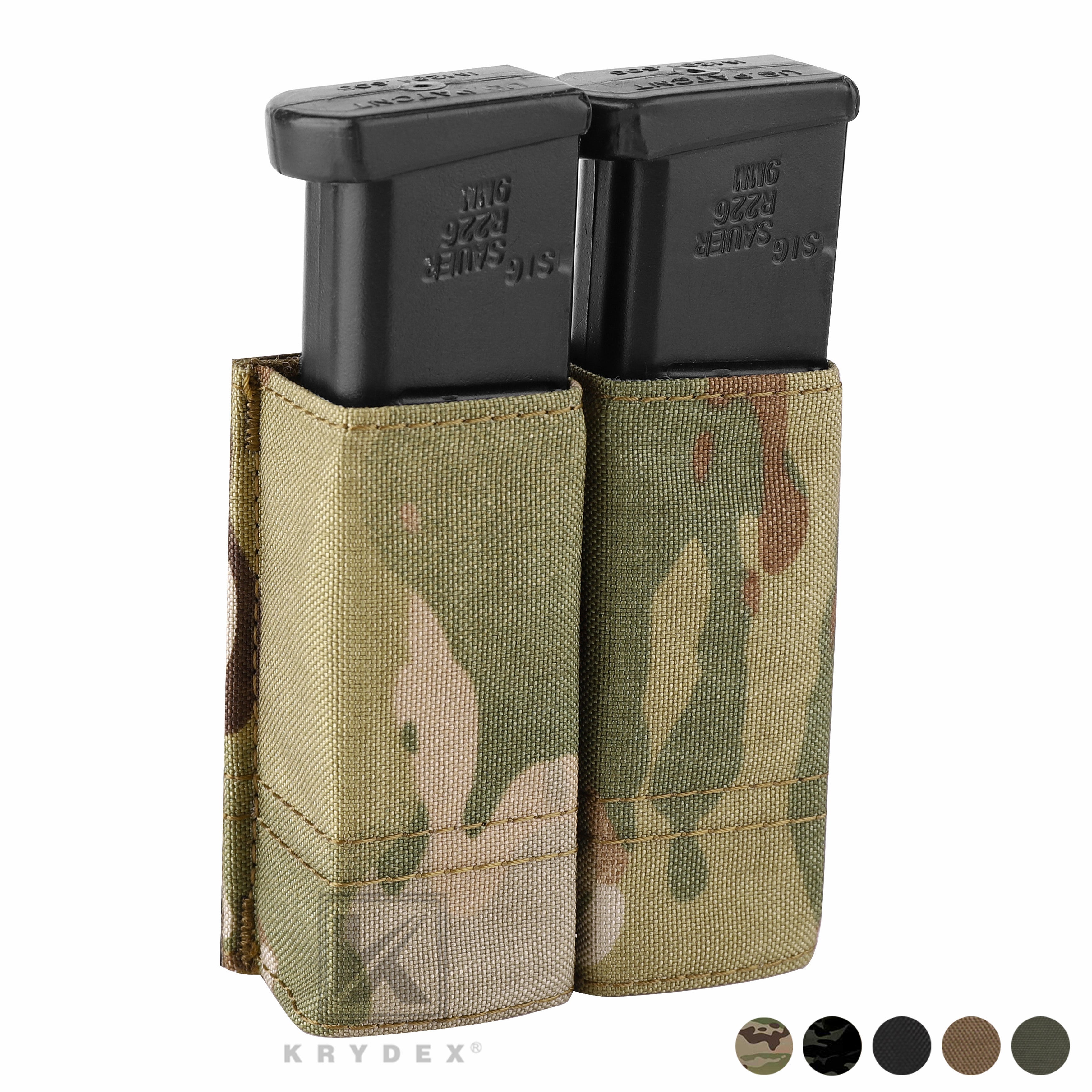 thumbnail image 2 of Tactical 9mm Double Pistol Magazine Pouch – Ambidextrous, Nylon, MOLLE & Belt Mounted 2 of 5