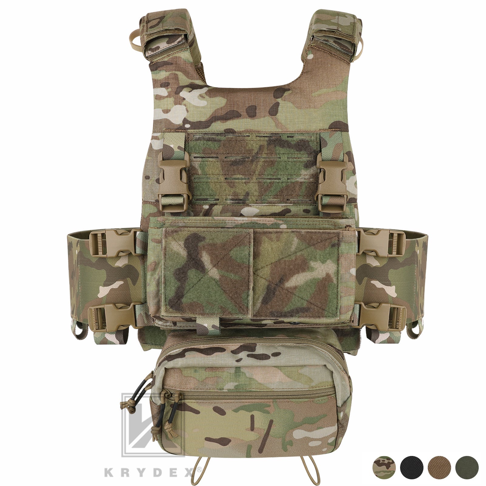 KRYDEX GEAR Supporto Triplo Molle Mag Pouch Open-Top Per Caricatori M4/M16, Attacco MOLLE, Colore Nero
