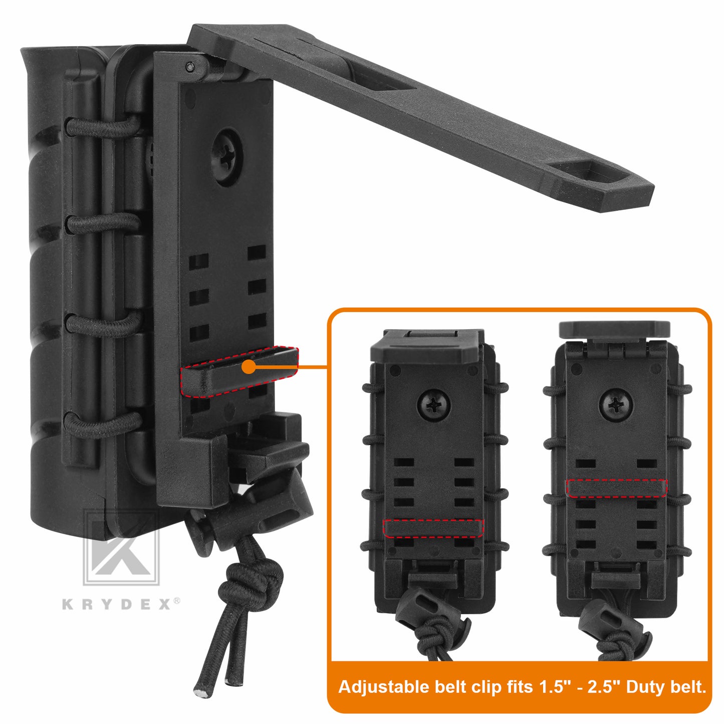 Krydex Flashlight Holder Rigid Torch Holster Tactical Light Carry Case Pouch 360 Rotating Police Duty Belt