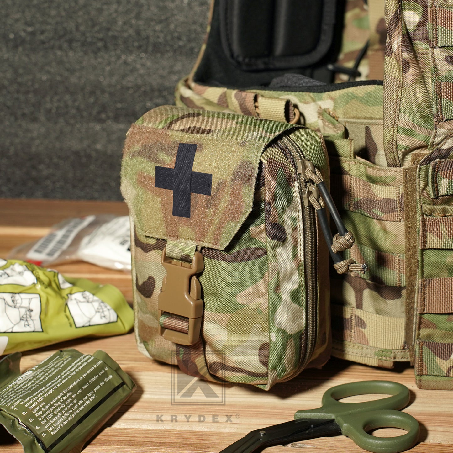 Krydex Tactical Rip Away Medical Pouch Tear Off First Aid IFAK Pouch Trauma Bag Molle & Belt Outdoor Emergency Survival Bag