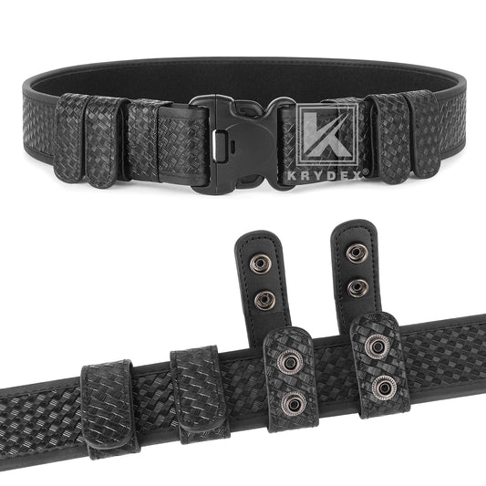 Krydex Double Snap Duty Belt Keepers – 4-Pack for 2"/2.25" Duty Belts Basket Weave Belt Keepers Reduce Sag & Slippage for Police Security EMT