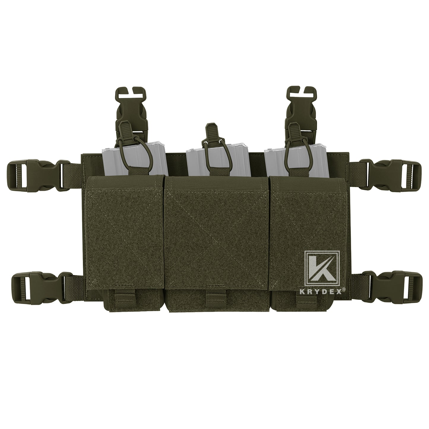 Krydex Tactical Triple 556 Magazine Pouch Placard 3x GP Pouches Detachable Mag Holders for Chest Rig and Vest