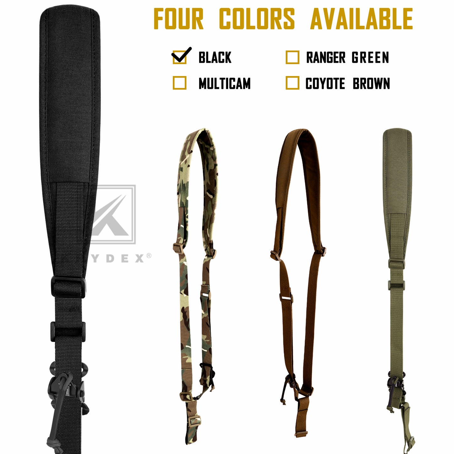 KRYDEX Tactical Rifle Single Point Sling Padded Modular Sub Gun Shoulder Strap Slingster Rapid Adjust