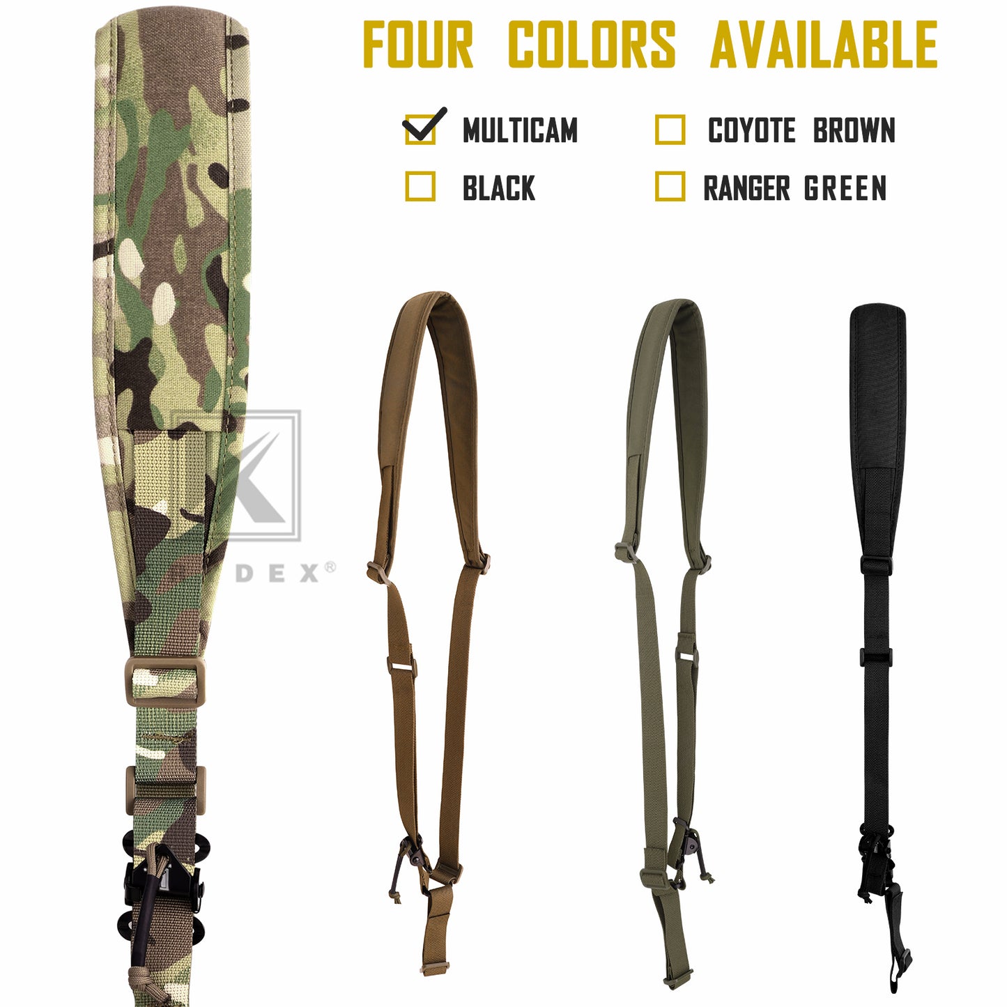 KRYDEX Tactical Rifle Single Point Sling Padded Modular Sub Gun Shoulder Strap Slingster Rapid Adjust