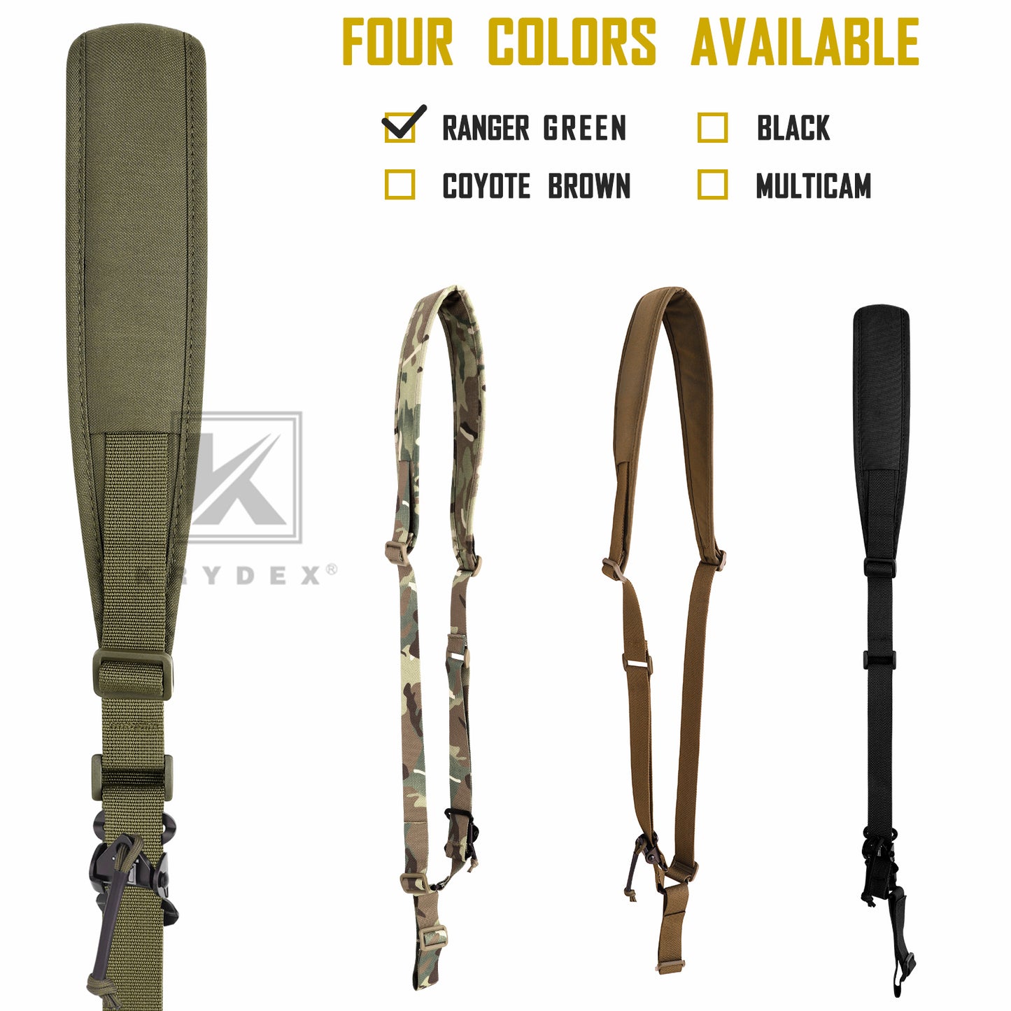 KRYDEX Tactical Rifle Single Point Sling Padded Modular Sub Gun Shoulder Strap Slingster Rapid Adjust