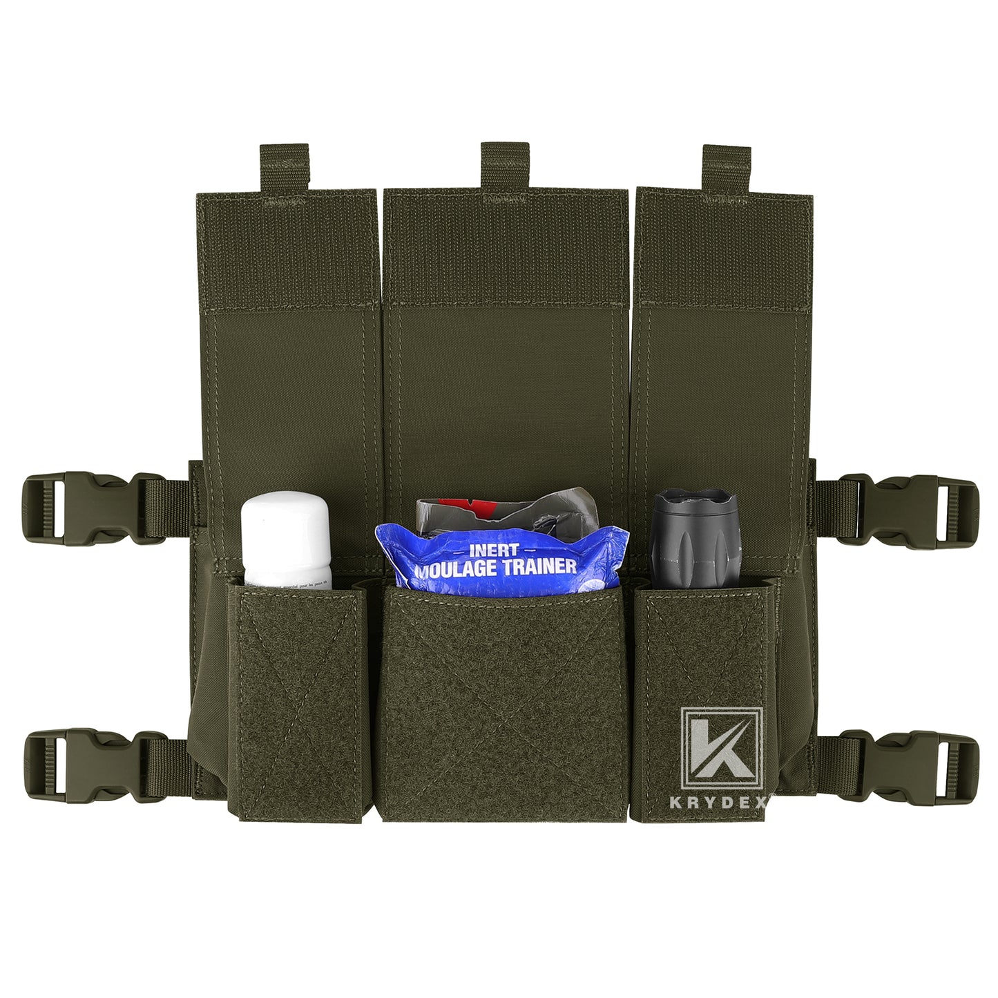 Krydex Tactical Triple 556 Magazine Pouch Placard 3x GP Pouches Detachable Mag Holders for Chest Rig and Vest