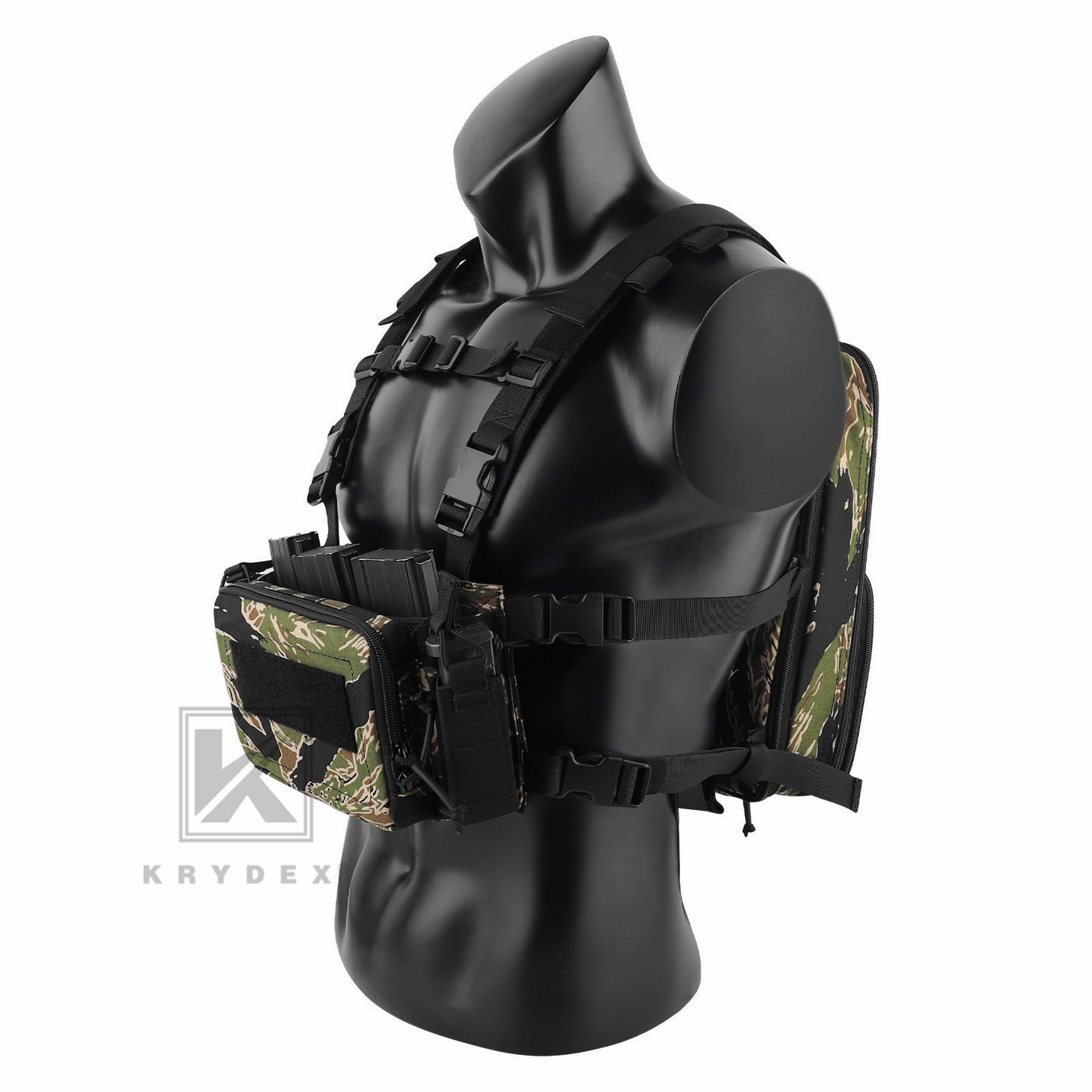 KRYDEX Tactical D3CR Chest Rig 5.56 7.62 Rifle Pistol Mag Pouch Placard Carrier with D3 Flatpack Tactical Backpack