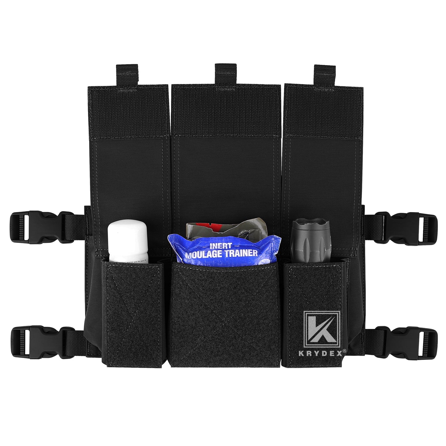 Krydex Tactical Triple 556 Magazine Pouch Placard 3x GP Pouches Detachable Mag Holders for Chest Rig and Vest
