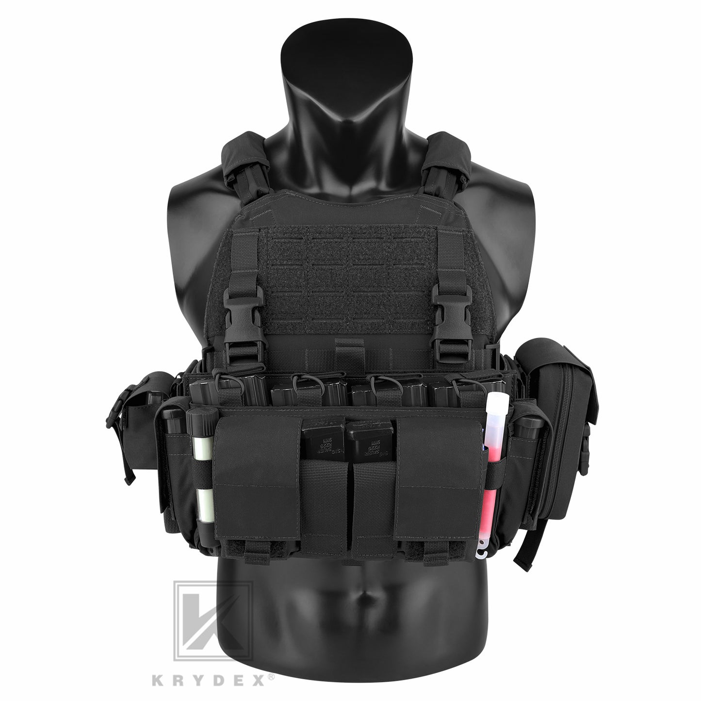KRYDEX Tactical SCARAB Plate Carrier Heavy Duty Modular MOLLE Vest + MF IV Placard 556 & 9mm Magazine Pouch