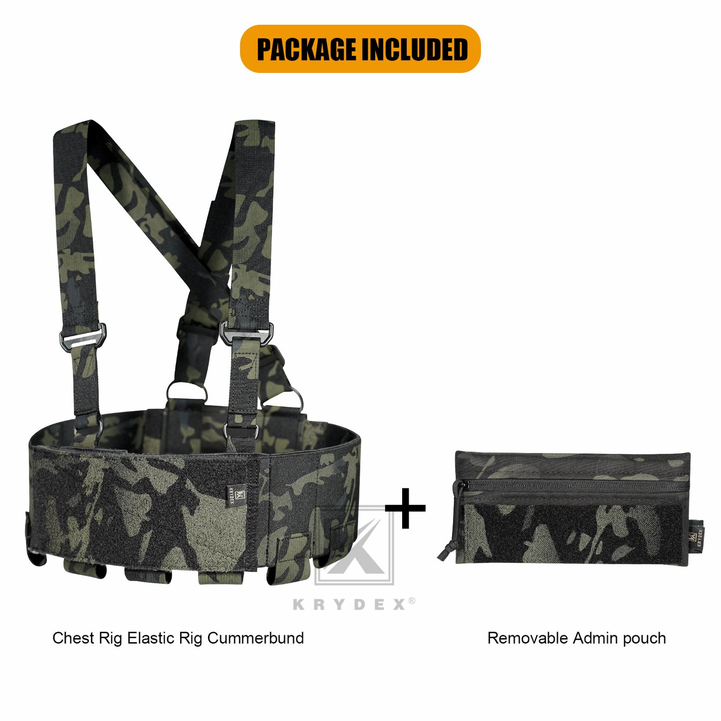 KRYDEX Tactical 5.56 Ready Rig Low Vis Chest Rig Elastic Cummerbund Concealed Lightweight Adjustable Vest