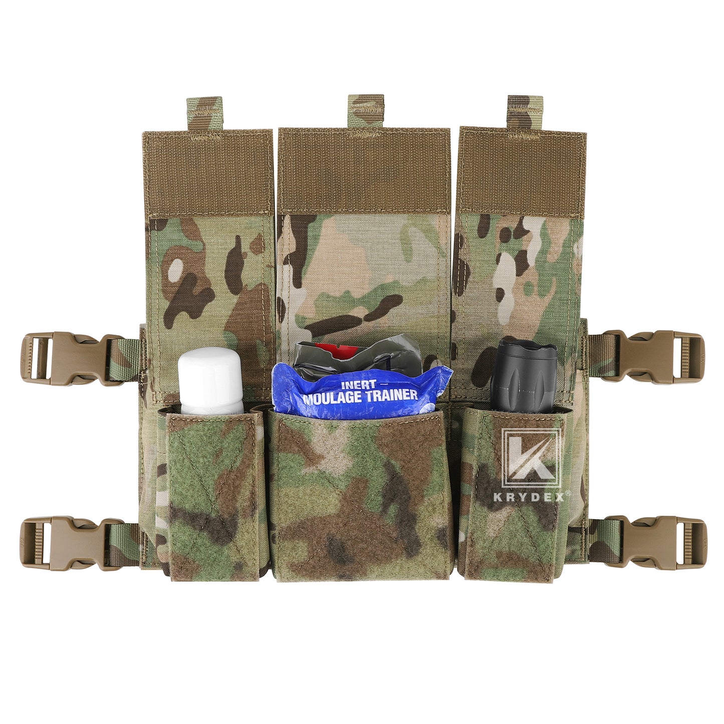 Krydex Tactical Triple 556 Magazine Pouch Placard 3x GP Pouches Detachable Mag Holders for Chest Rig and Vest
