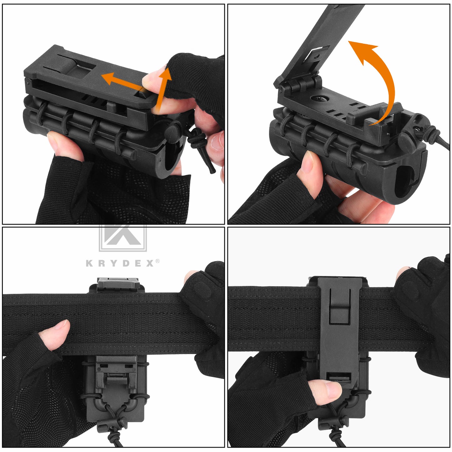 Krydex Flashlight Holder Rigid Torch Holster Tactical Light Carry Case Pouch 360 Rotating Police Duty Belt