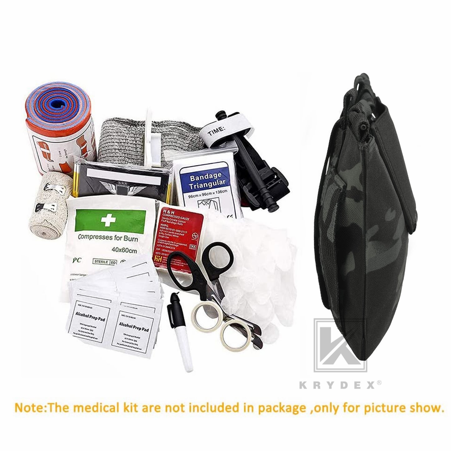 KRYDEX LBT-9022B-T Blow Out MOLLE Medical Pouch Emergency Survival Kit Bag IFAK First Aid Storage Pouch