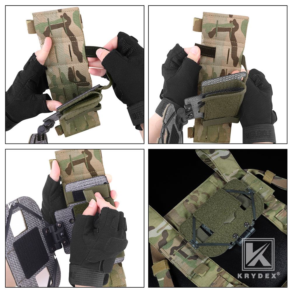 Krydex Tactical Chest Rig MOLLE Panel Front Chest Holder Bridge Phone Mount for D3CR MK3 MK4 UW SOP Rigs
