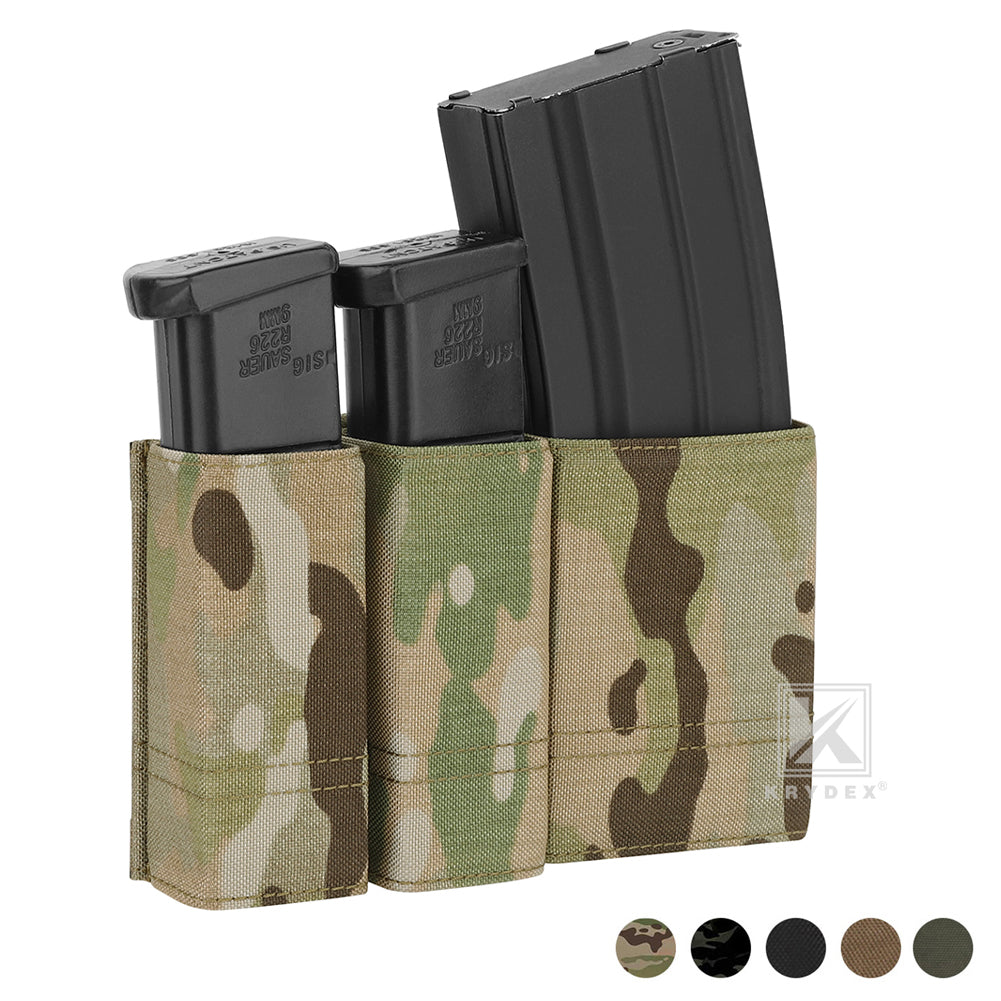 Krydex Tactical Double 9mm & 5.56 Magazine Pouch Mag Holder Duty Belt & Molle Compatible