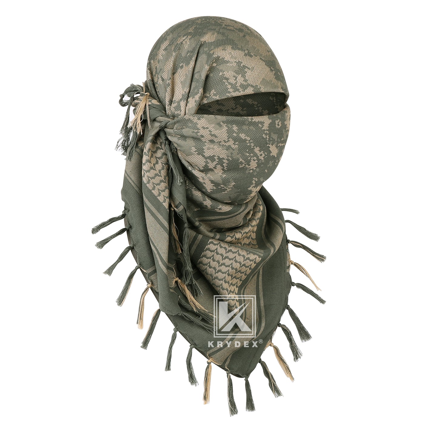 Krydex Tactical Scarf Headwrap Facecover Cotton Shemagh Breathable Balaclava Face Mask Neck Gaiter 43” x 43”