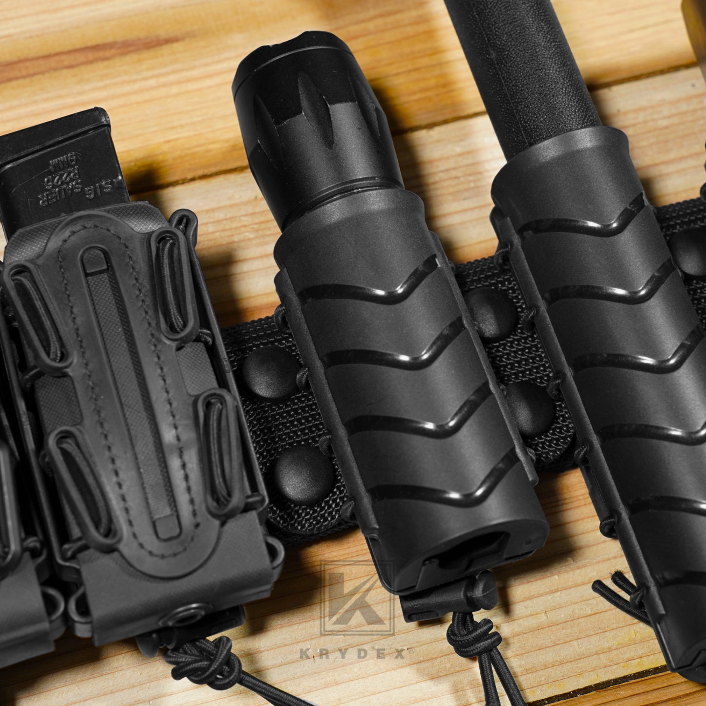 Krydex Flashlight Holder Rigid Torch Holster Tactical Light Carry Case Pouch 360 Rotating Police Duty Belt
