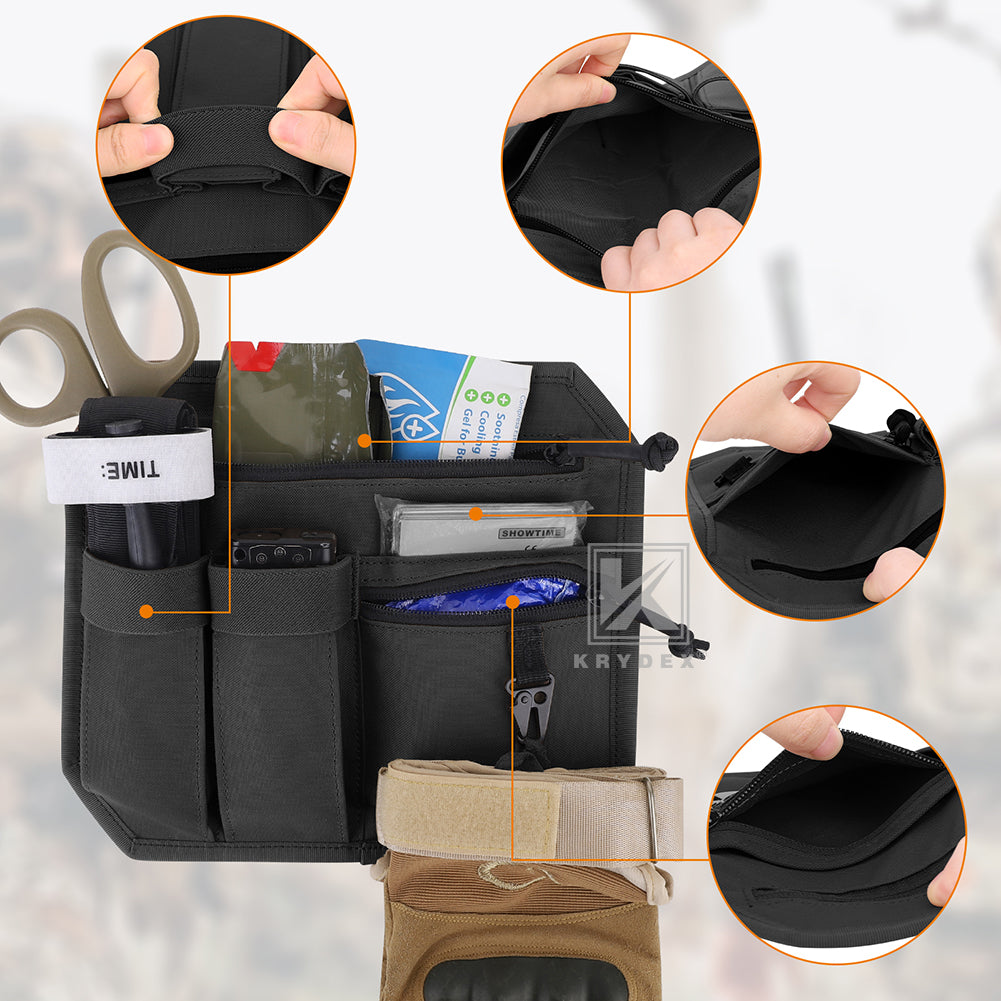 Krydex Tactical Hook Backed Organizer Panel Admin Insert EDC Pouch for Backpack Range Bag Accessory organizer Outdoor survival gear panel