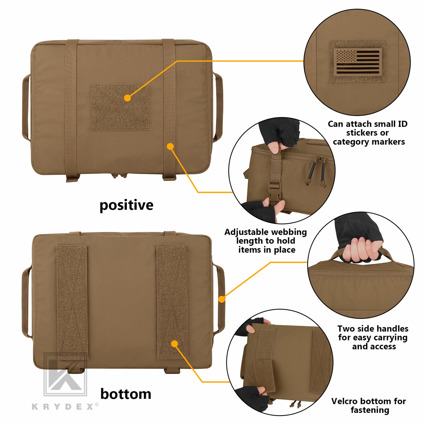 Krydex Tactical Travel Packing Organizer 70D Nylon Packing Cubes Waterproof Luggage Bags YKK Zipper 4pcs set