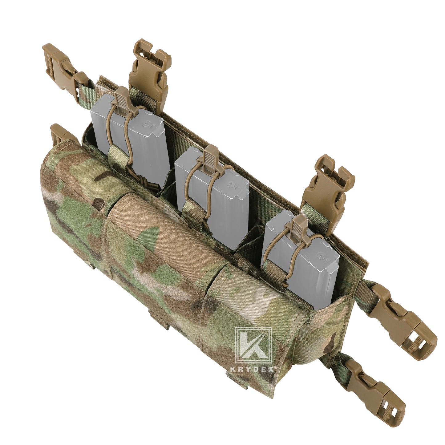 Krydex Tactical Triple 556 Magazine Pouch Placard 3x GP Pouches Detachable Mag Holders for Chest Rig and Vest