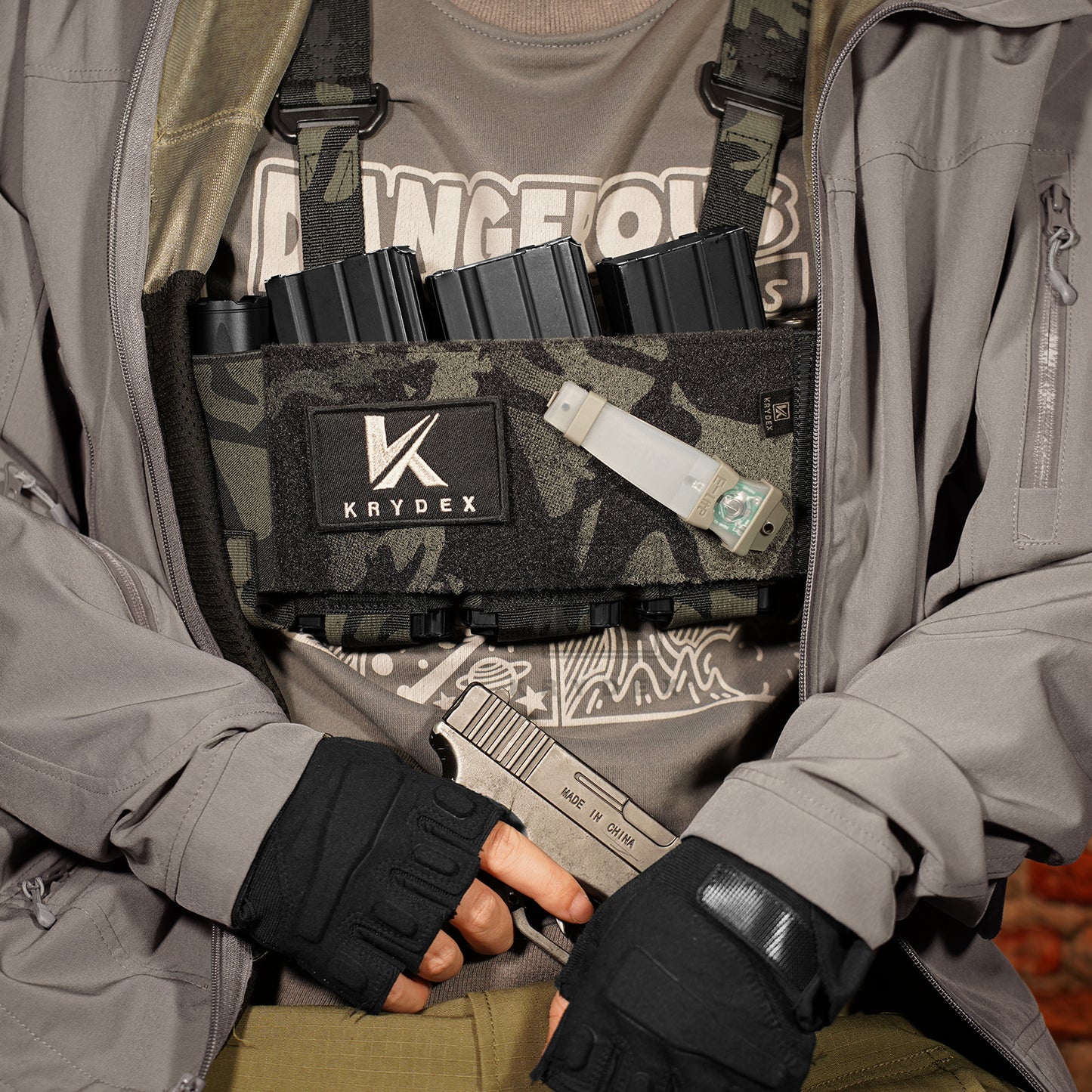 KRYDEX Tactical 5.56 Ready Rig Low Vis Chest Rig Elastic Cummerbund Concealed Lightweight Adjustable Vest