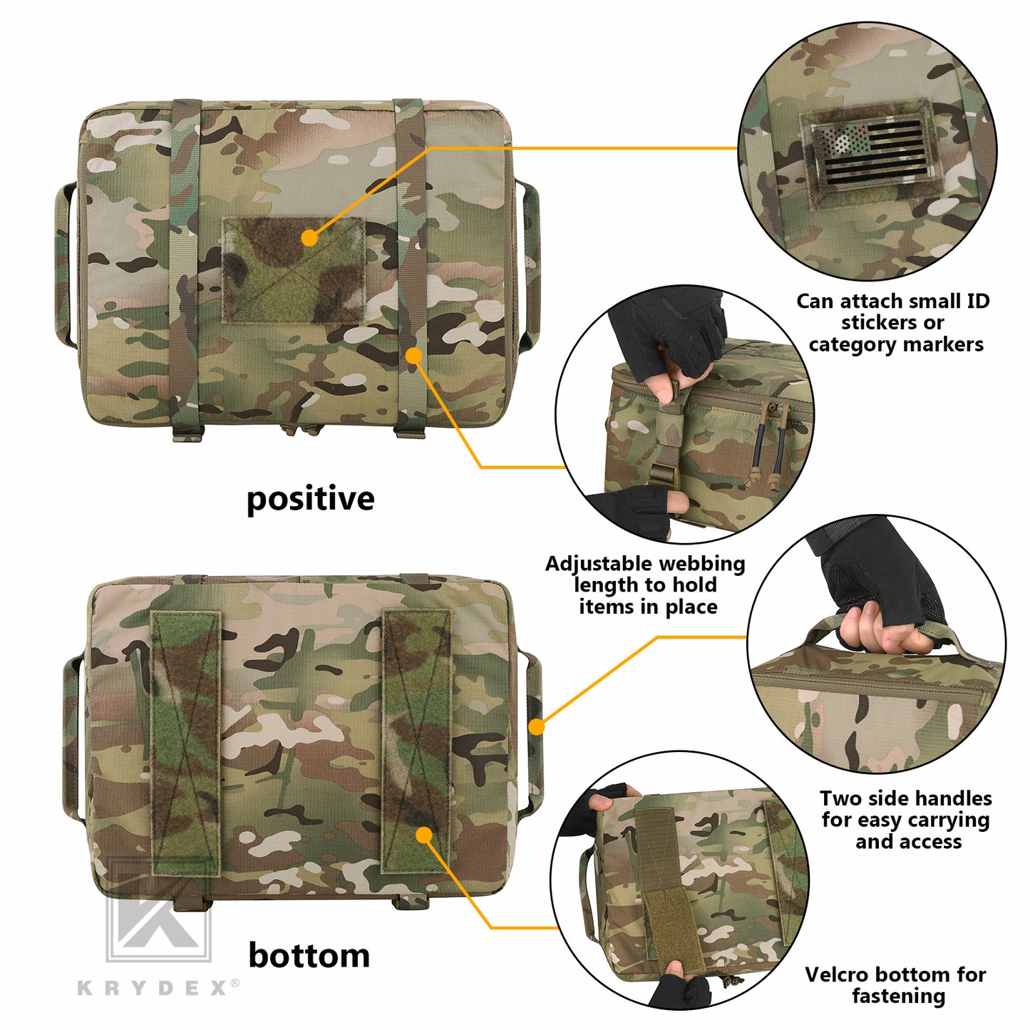 Krydex Tactical Travel Packing Organizer 70D Nylon Packing Cubes Waterproof Luggage Bags YKK Zipper 4pcs set