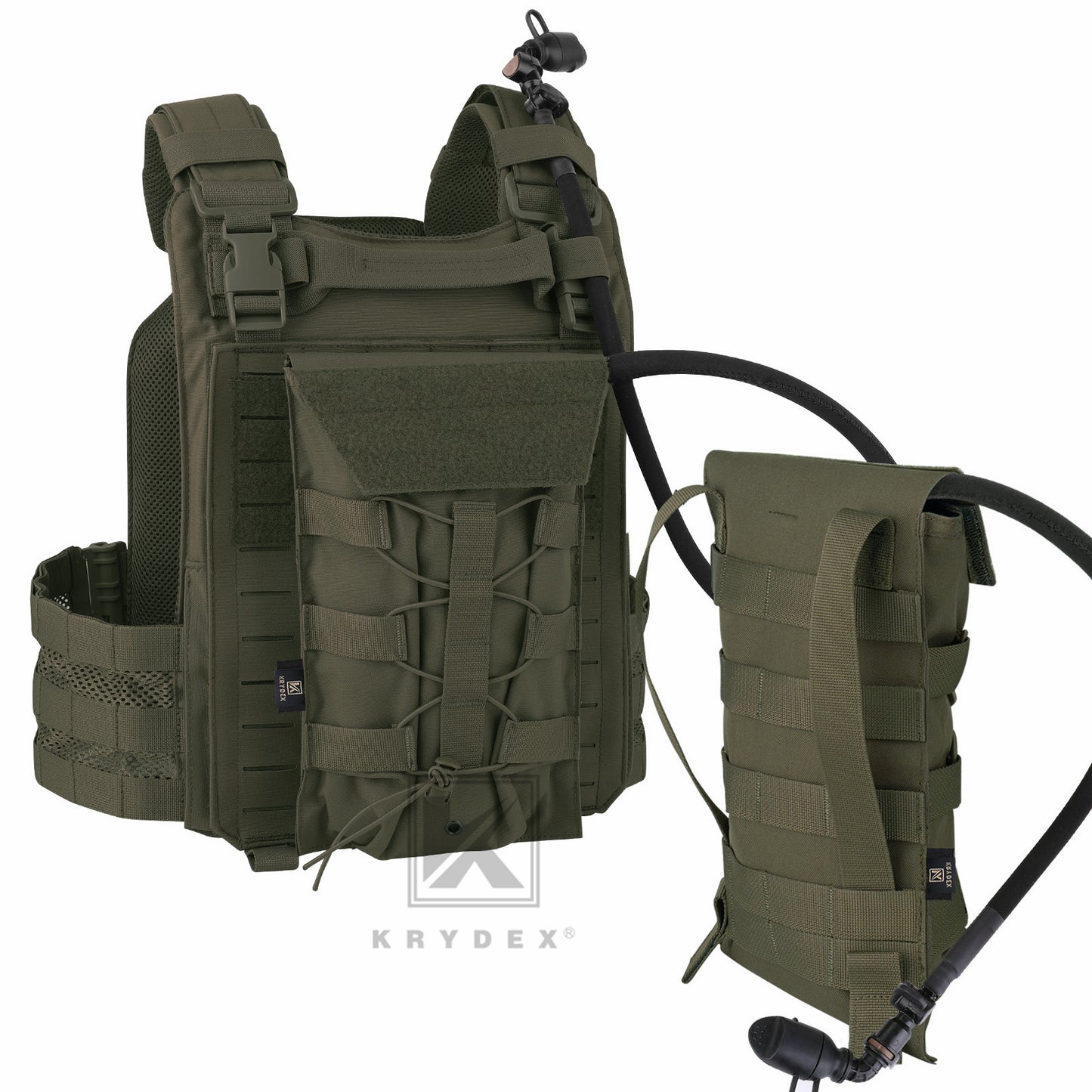 Krydex Tactical 50 oz Hydration Carrier MOLLE Pack Modular Water Bladder Pouch
