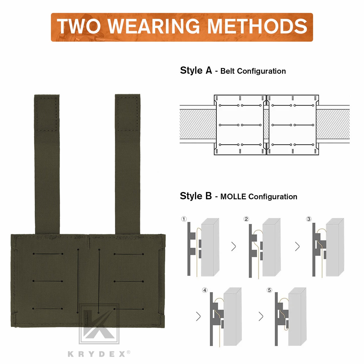 Krydex Tactical 5.56 Double Magazine Pouch M4 Mag Holder Duty Belt & Molle Compatible