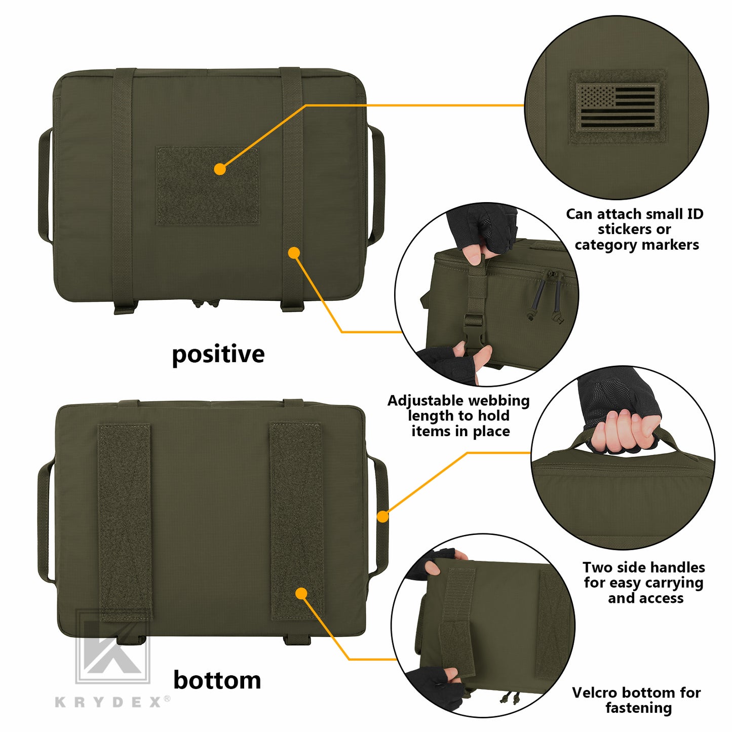 Krydex Tactical Travel Packing Organizer 70D Nylon Packing Cubes Waterproof Luggage Bags YKK Zipper 4pcs set