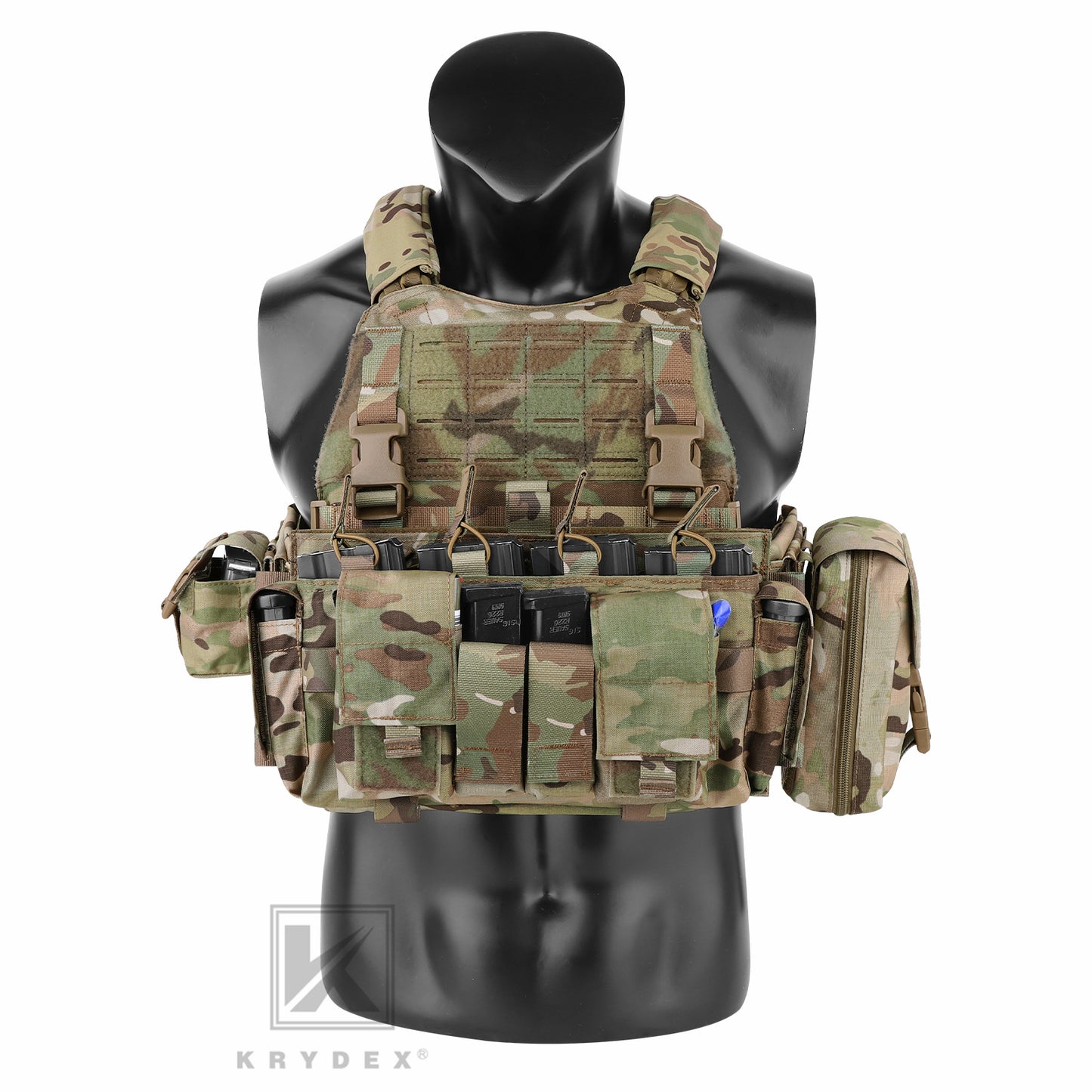 KRYDEX Tactical SCARAB Plate Carrier Heavy Duty Modular MOLLE Vest + MF IV Placard 556 & 9mm Magazine Pouch