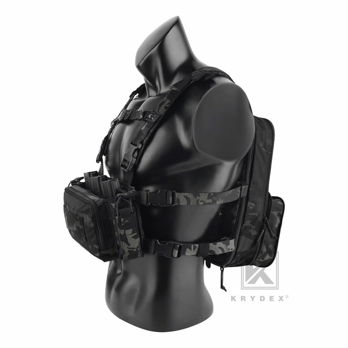 KRYDEX Tactical D3CR Chest Rig 5.56 7.62 Rifle Pistol Mag Pouch Placard Carrier with D3 Flatpack Tactical Backpack