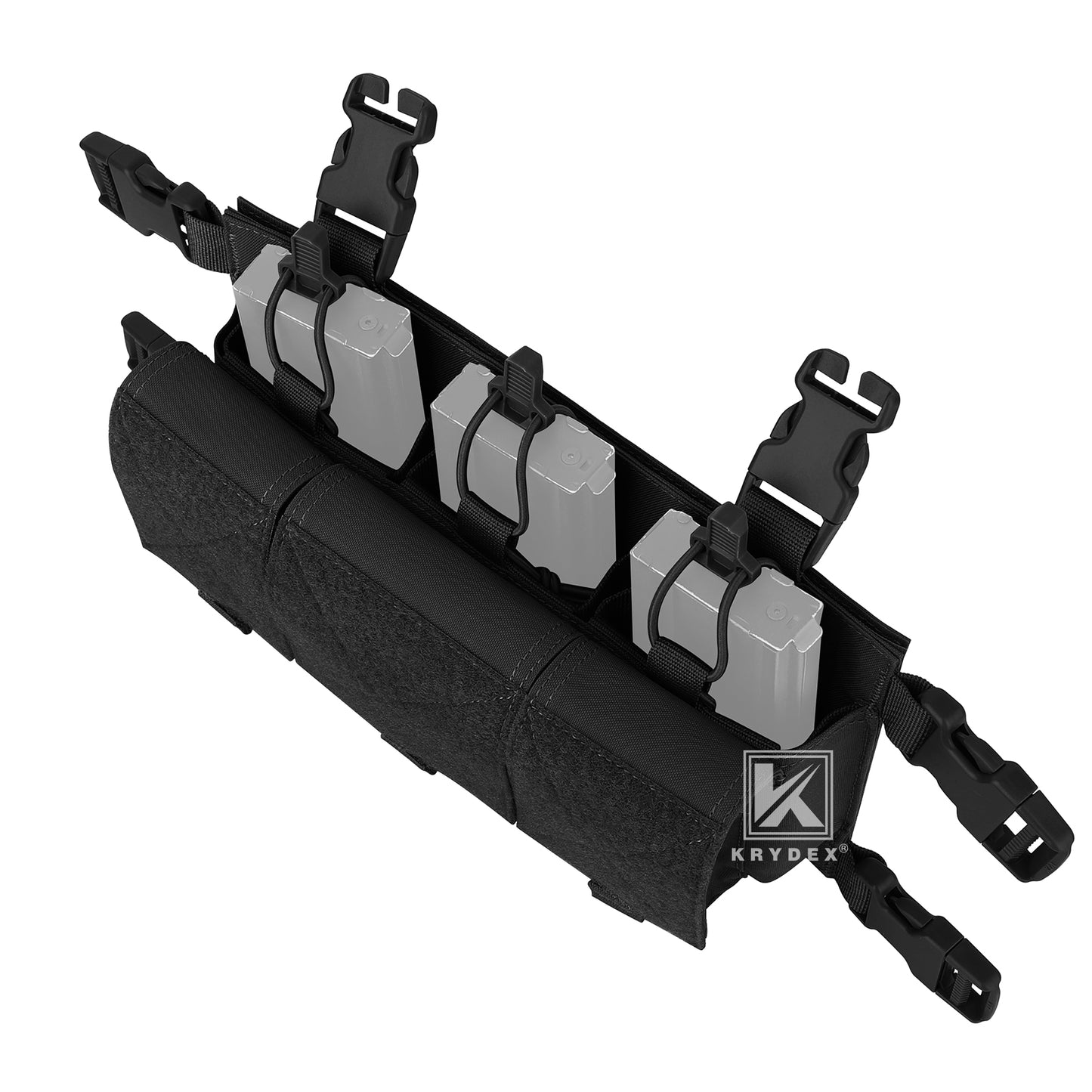 Krydex Tactical Triple 556 Magazine Pouch Placard 3x GP Pouches Detachable Mag Holders for Chest Rig and Vest