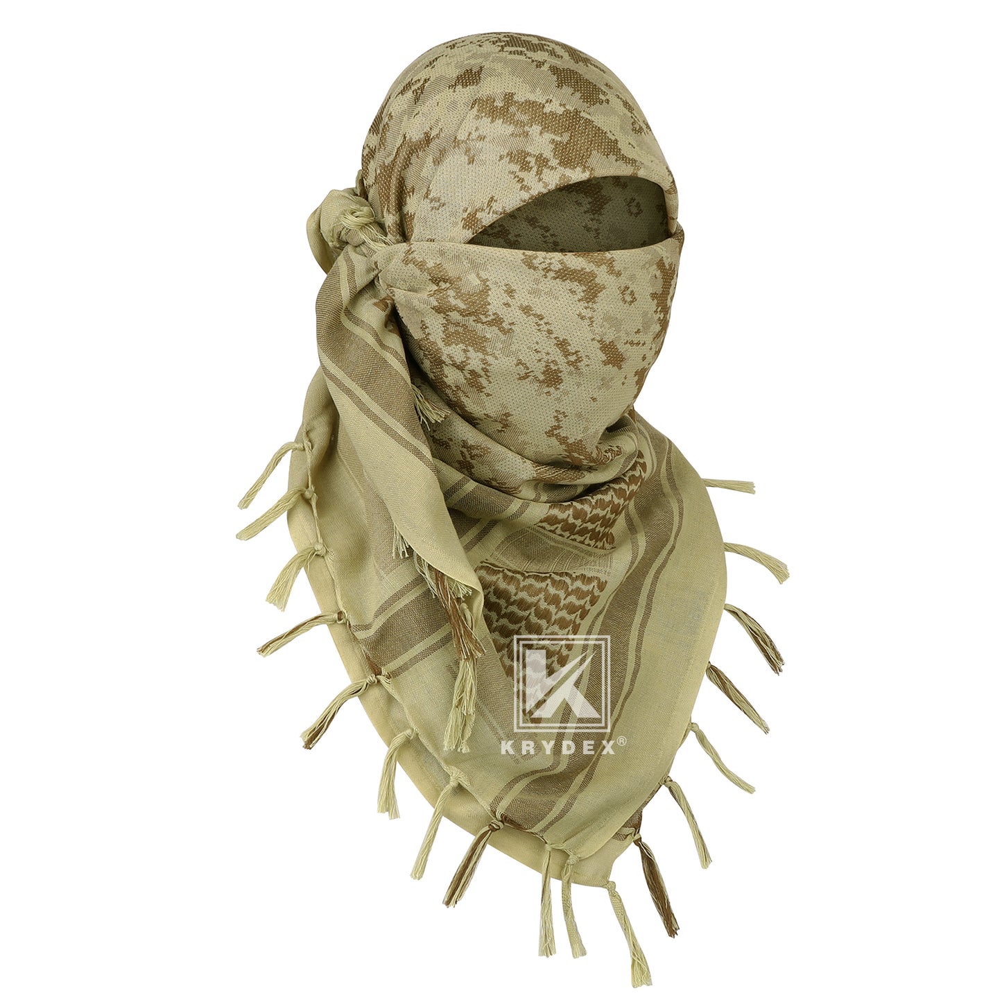 Krydex Tactical Scarf Headwrap Facecover Cotton Shemagh Breathable Balaclava Face Mask Neck Gaiter 43” x 43”