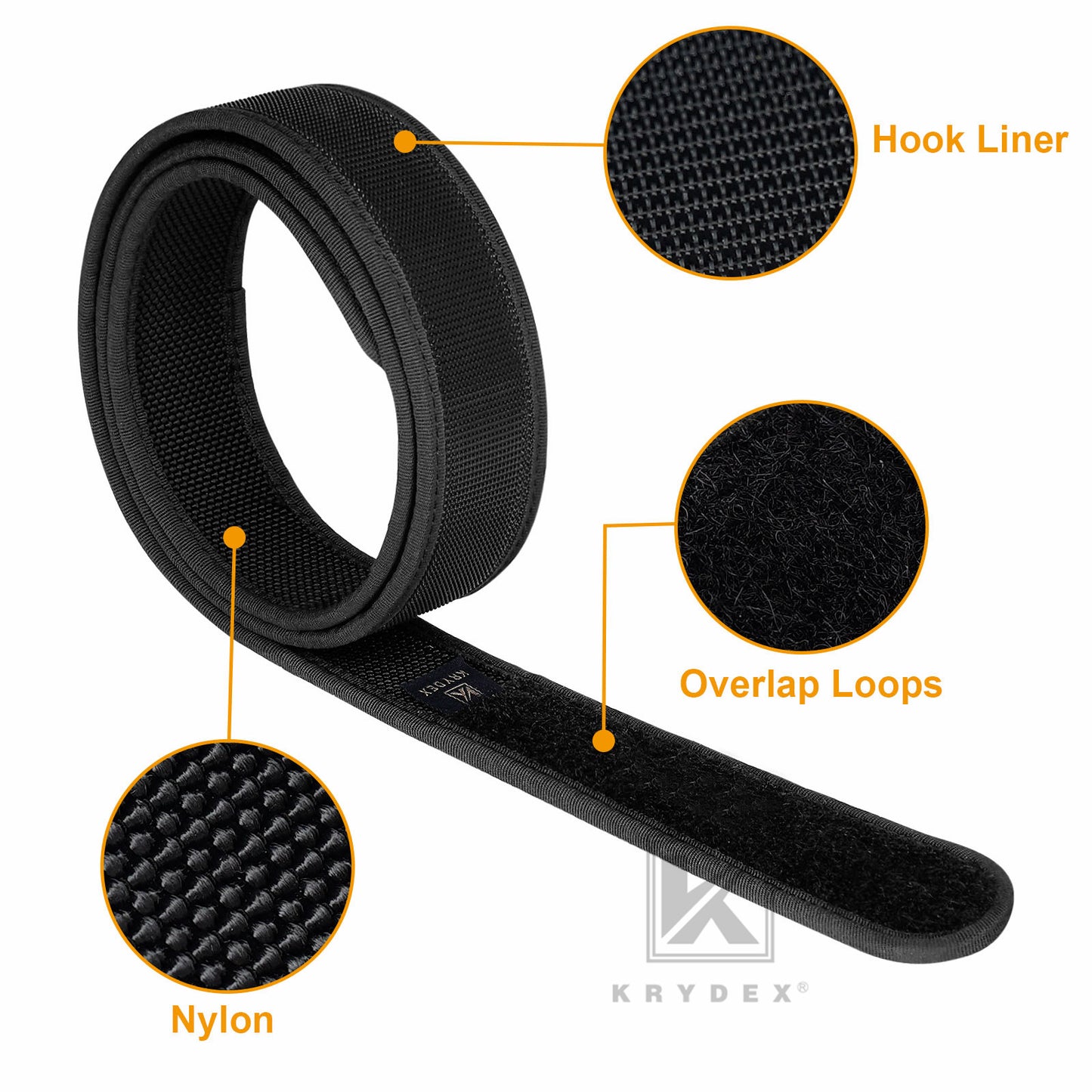 Krydex Tactical Inner Belt Injection Hook Liner Duty Belt 1.5” Black 3.8cm Large Size