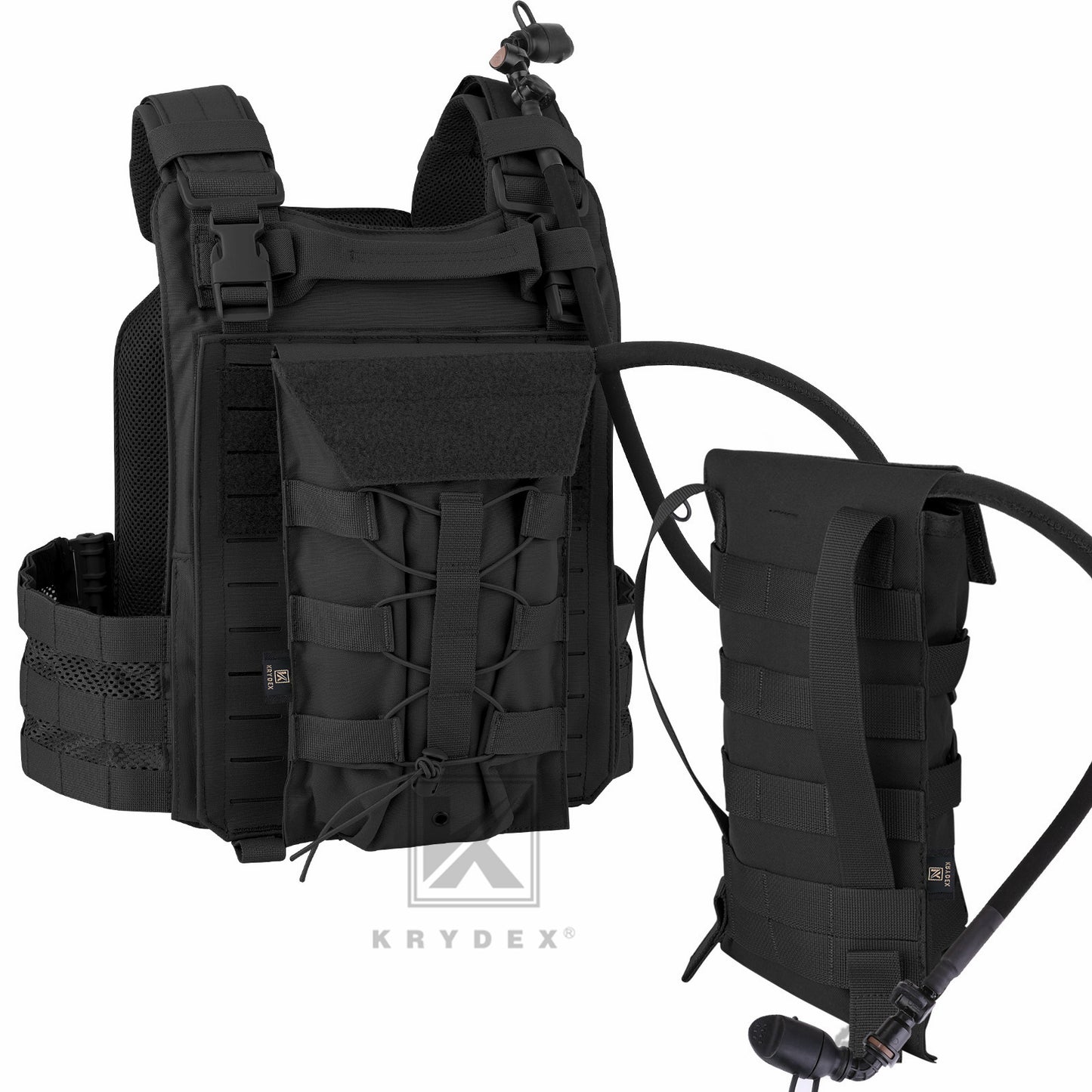 Krydex Tactical 50 oz Hydration Carrier MOLLE Pack Modular Water Bladder Pouch