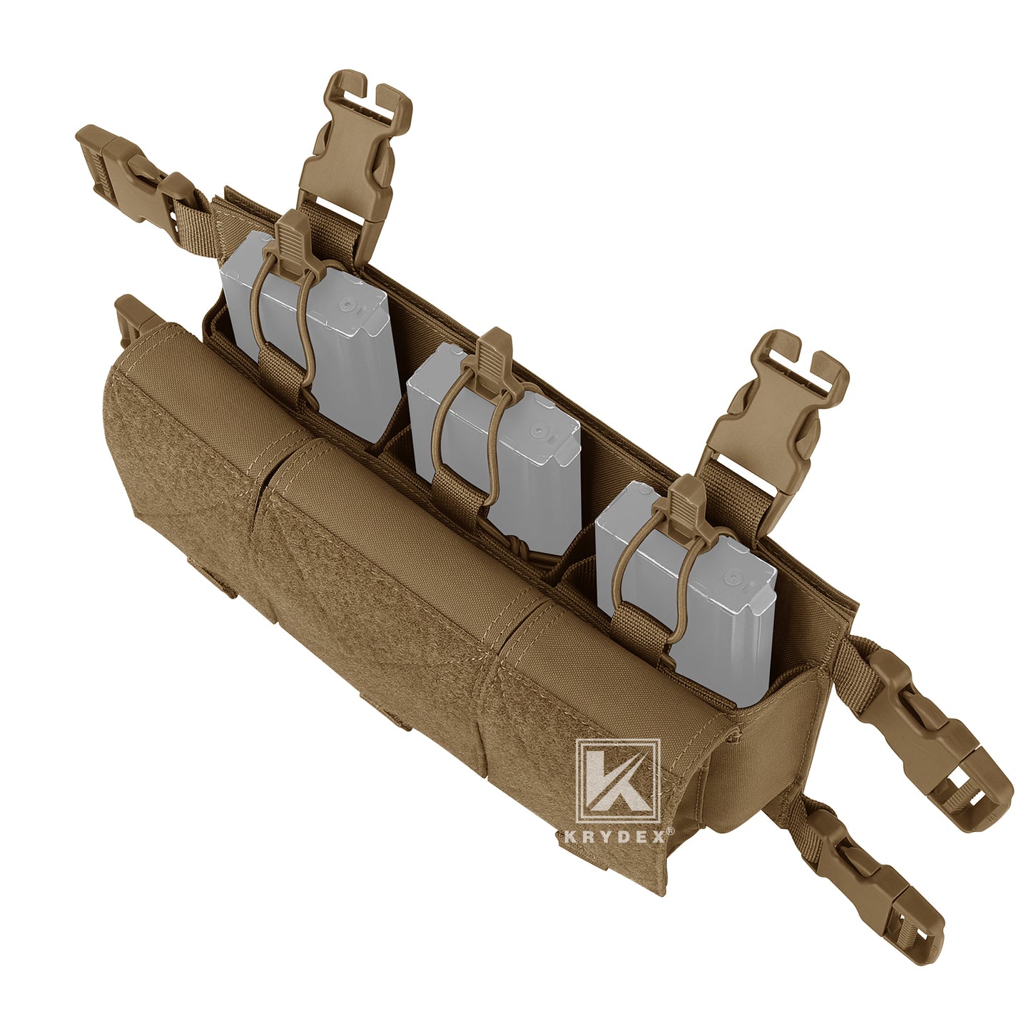 Krydex Tactical Triple 556 Magazine Pouch Placard 3x GP Pouches Detachable Mag Holders for Chest Rig and Vest