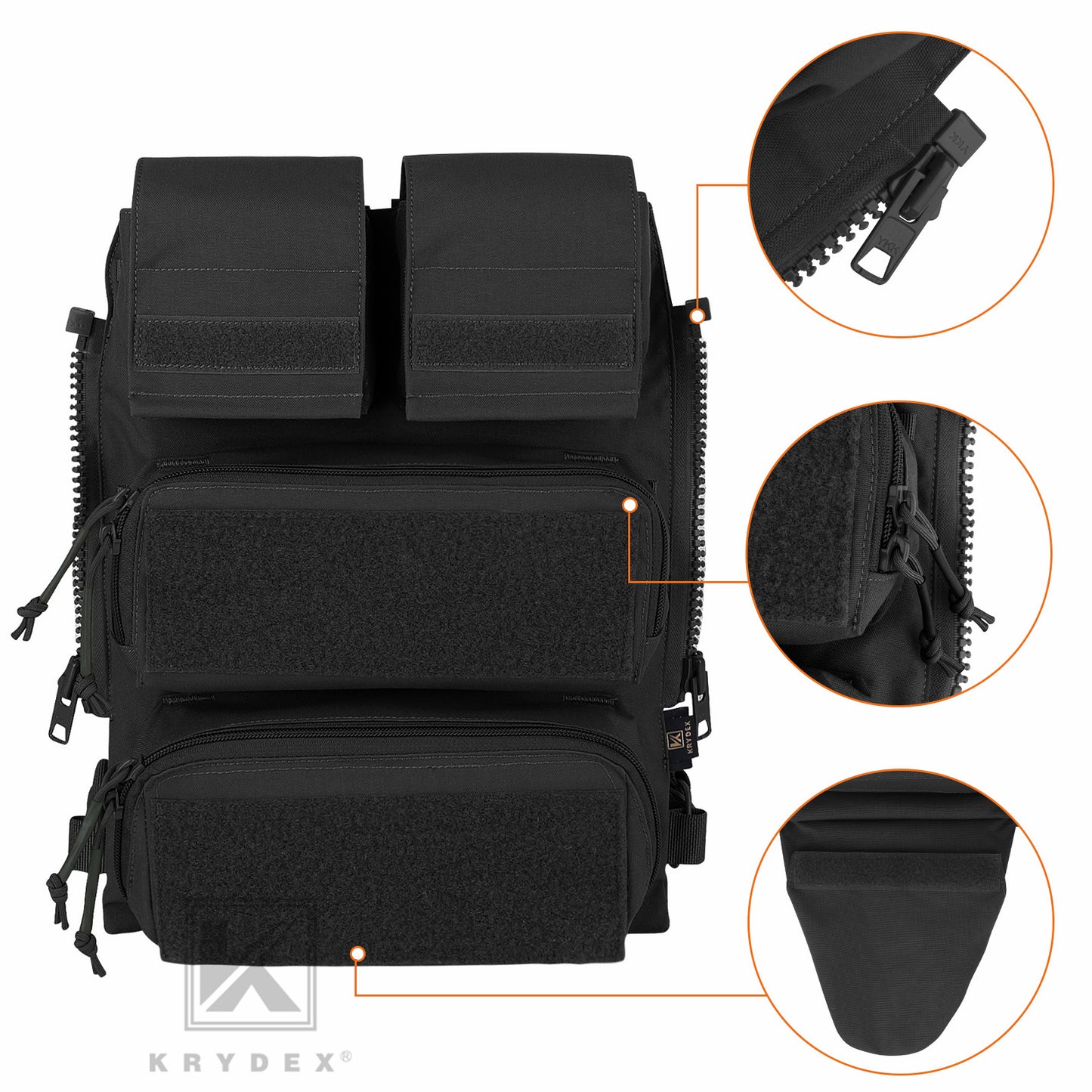 KRYDEX Tactical Modular Zip On Backpack for CPC NCPC JPC 2.0 AVS Vest Zipper Molle Back Panel