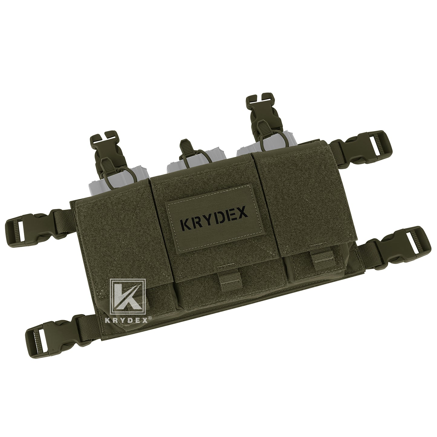 Krydex Tactical Triple 556 Magazine Pouch Placard 3x GP Pouches Detachable Mag Holders for Chest Rig and Vest