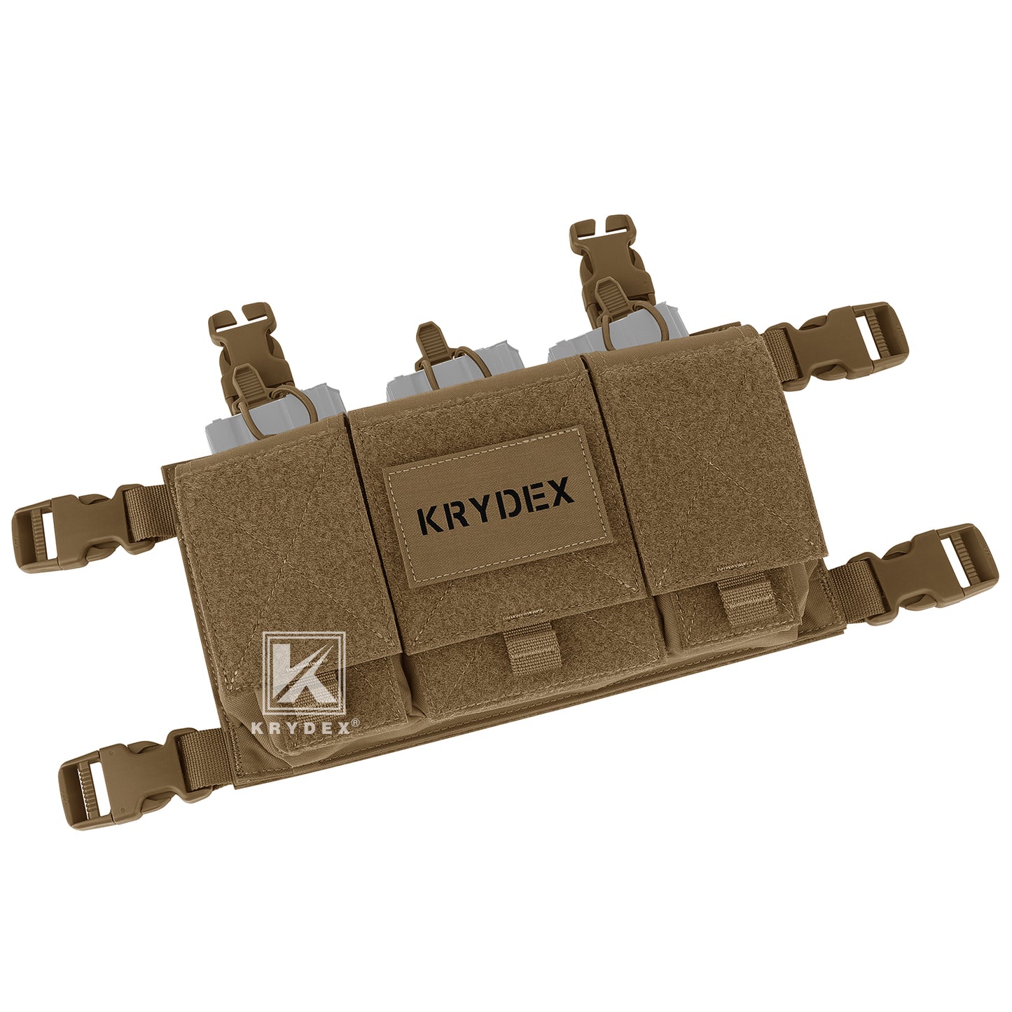 Krydex Tactical Triple 556 Magazine Pouch Placard 3x GP Pouches Detachable Mag Holders for Chest Rig and Vest