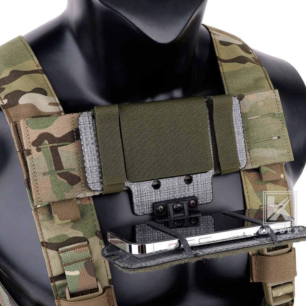 Krydex Tactical Chest Rig MOLLE Panel Front Chest Holder Bridge Phone Mount for D3CR MK3 MK4 UW SOP Rigs