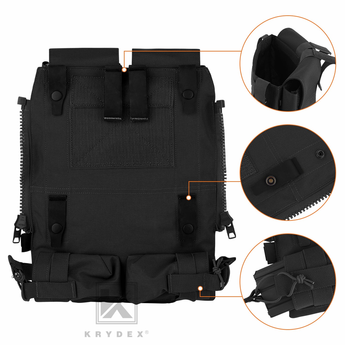 KRYDEX Tactical Modular Zip On Backpack for CPC NCPC JPC 2.0 AVS Vest Zipper Molle Back Panel