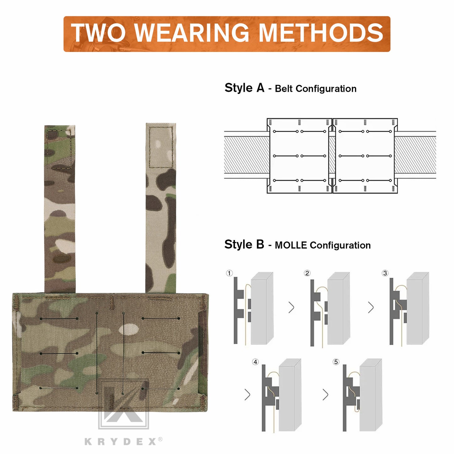 Krydex Tactical 5.56 Double Magazine Pouch M4 Mag Holder Duty Belt & Molle Compatible