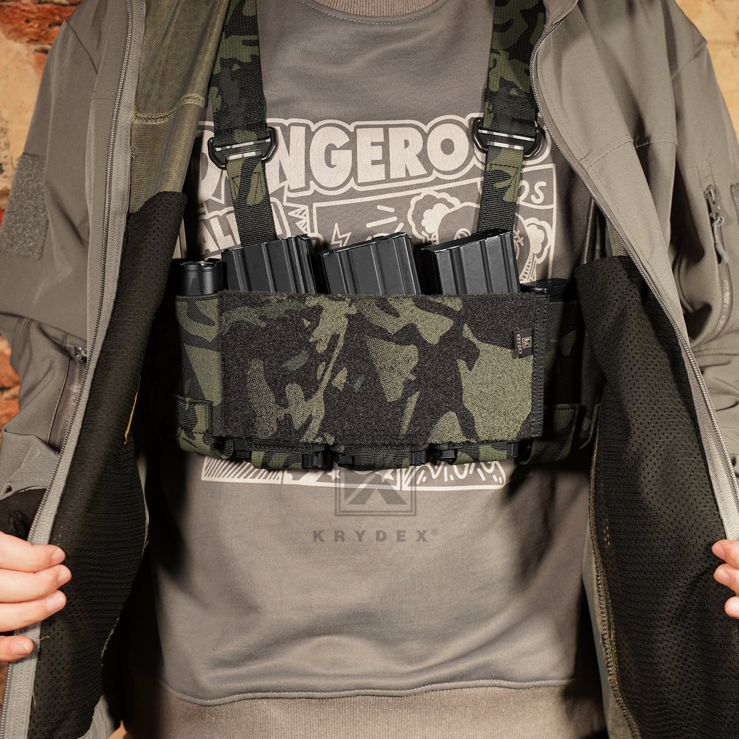 KRYDEX Tactical 5.56 Ready Rig Low Vis Chest Rig Elastic Cummerbund Concealed Lightweight Adjustable Vest
